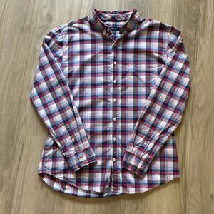 Johnnie-O L Long Sleeve Button Up Blue Red Check Plaid 100% Egyptian Cotton *